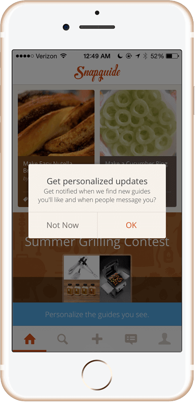 Send in-app message asking users to enable push notifications