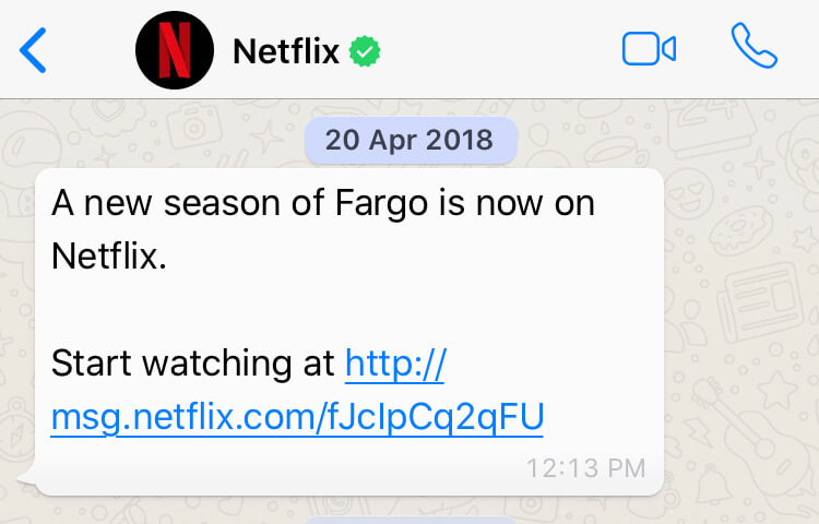 Recommendations by Netflix over WhatsApp