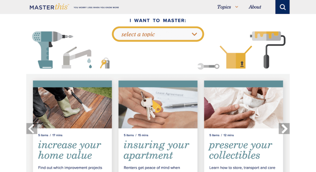 Liberty Mutual content marketing brand - MasterThis