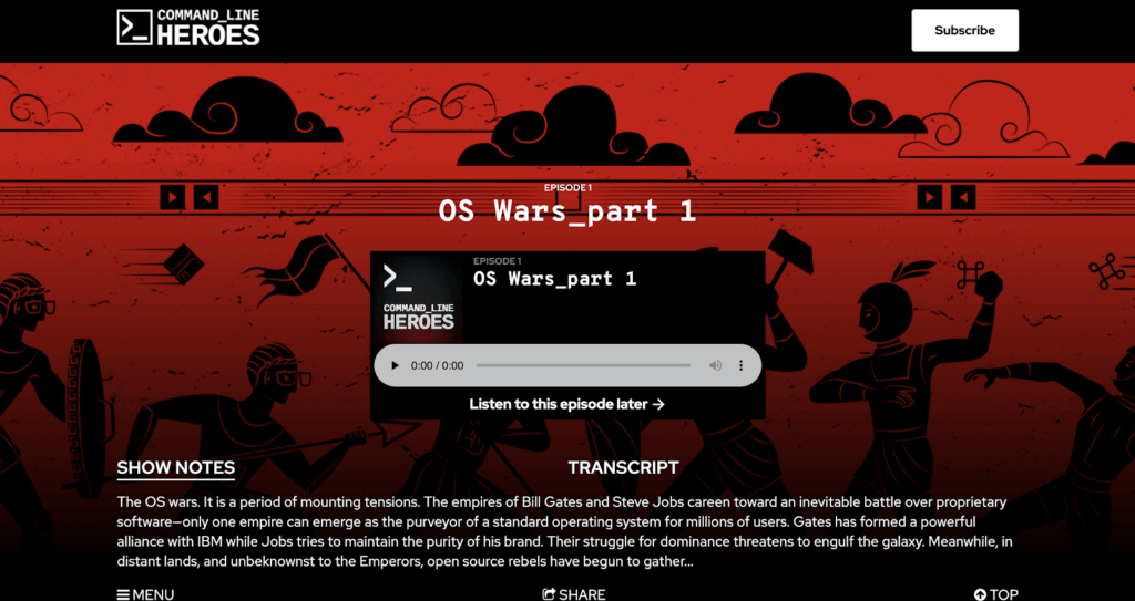 Command Line Heroes is an original podcast by Red Hat