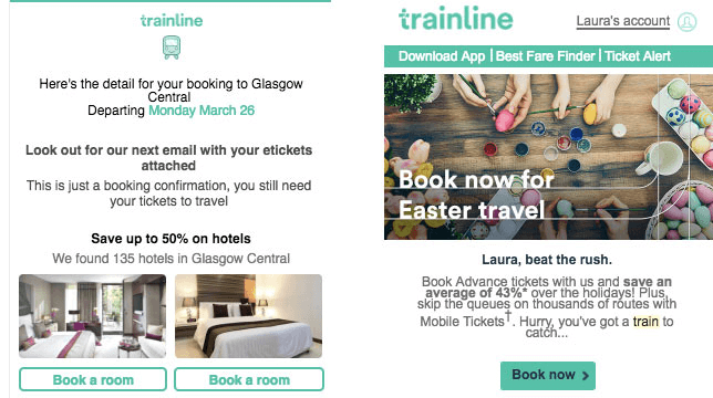 Trainline using emails to cross-sell hotels